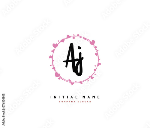 A J AJ Beauty vector initial logo, handwriting logo of initial signature, wedding, fashion, jewerly, boutique, floral and botanical with creative template for any company or business.