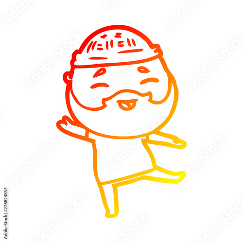 warm gradient line drawing cartoon happy bearded man