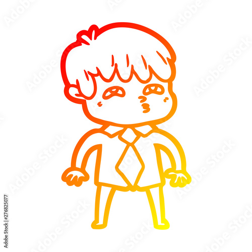 warm gradient line drawing cartoon curious man