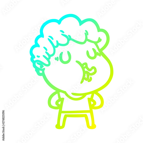 cold gradient line drawing cartoon man pulling face