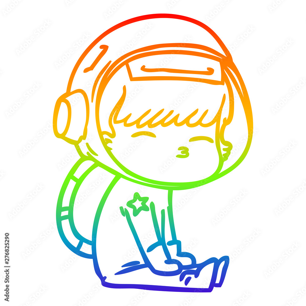 rainbow gradient line drawing cartoon curious astronaut rainbow gradient line drawing cartoon curious astronaut