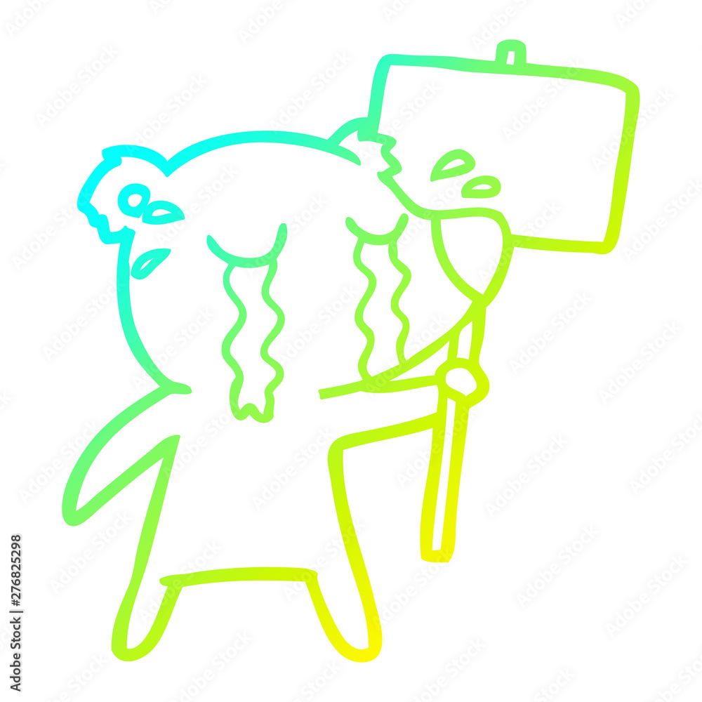 cold gradient line drawing cartoon crying bear cold gradient line drawing cartoon crying bear