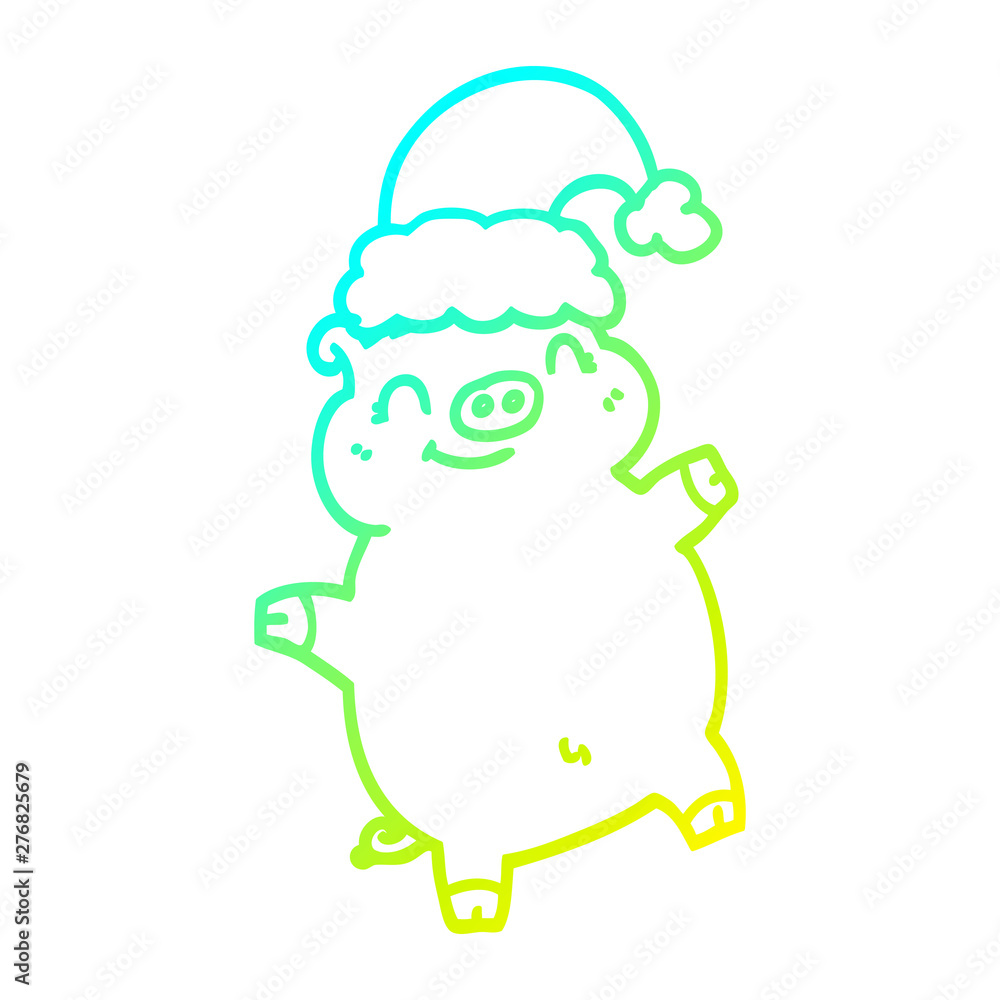 cold gradient line drawing cartoon happy christmas pig cold gradient line drawing cartoon happy christmas pig