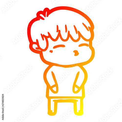 warm gradient line drawing cartoon curious boy