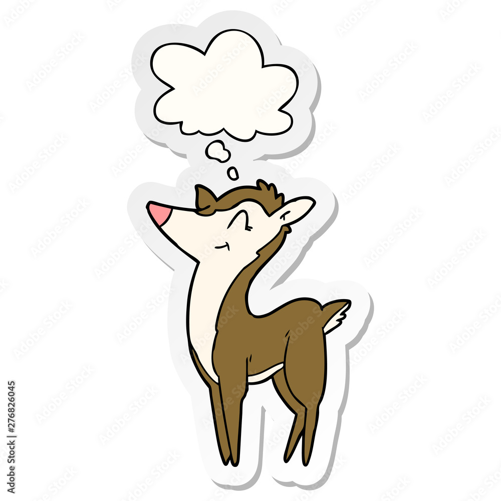 cartoon deer and thought bubble as a printed sticker cartoon deer and thought bubble as a printed sticker