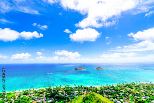 ハワイ オアフ島 ラニカイピルボックストレイルからの風景