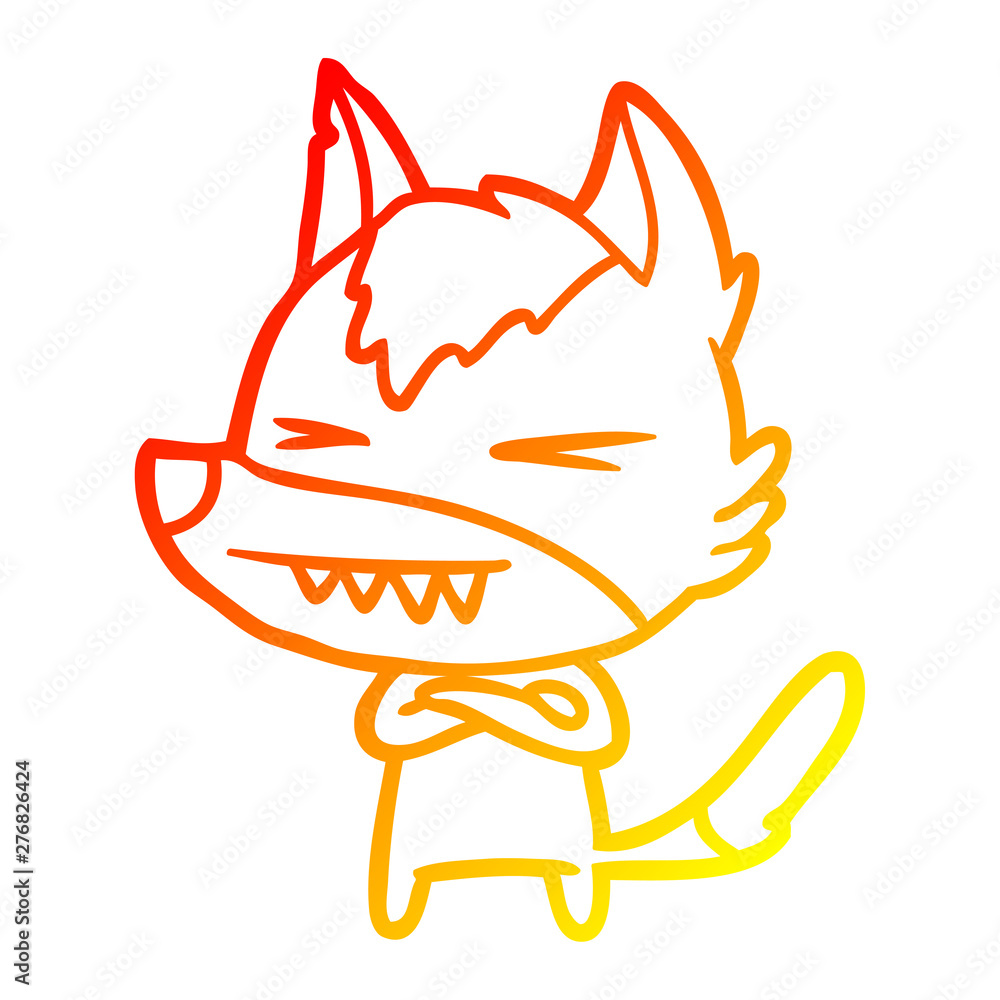 warm gradient line drawing angry wolf cartoon warm gradient line drawing angry wolf cartoon