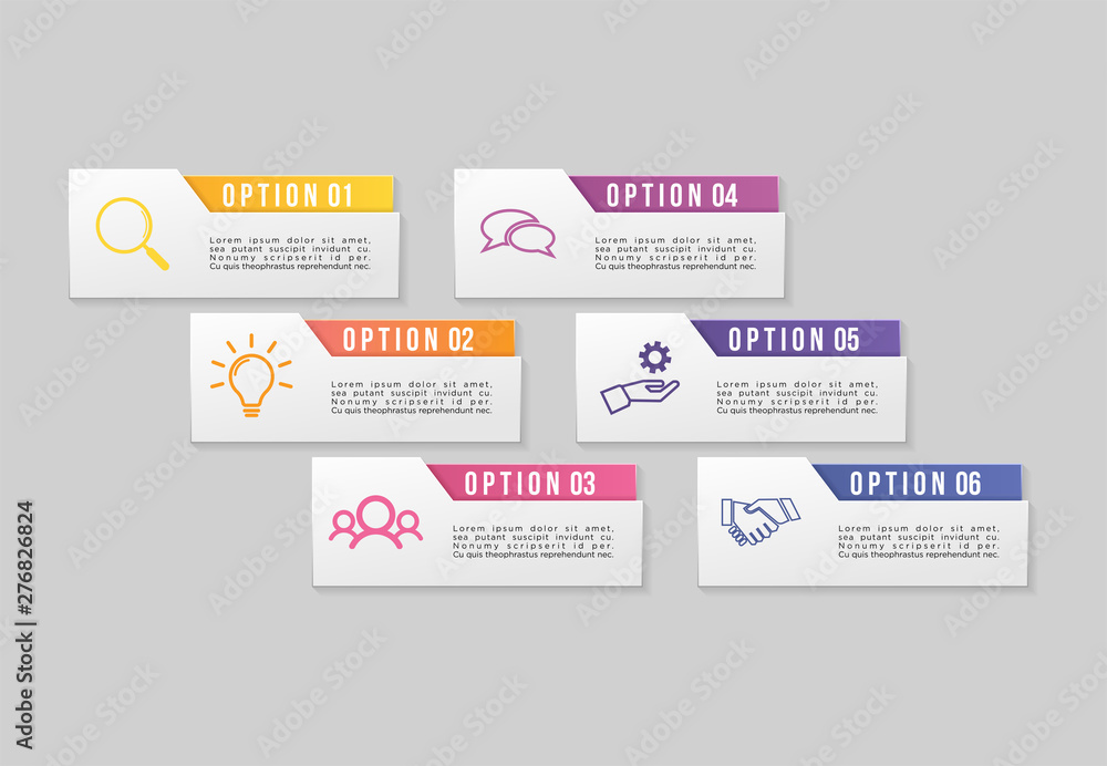 Vector Infographic Design Template with Options Steps and Marketing Icons. Business Data Visualization can be used for info graph, presentations, process, diagrams, annual reports, workflow layout Vector Infographic Design Template with Options Steps and Marketing Icons. Business Data Visualization can be used for info graph, presentations, process, diagrams, annual reports, workflow layout
