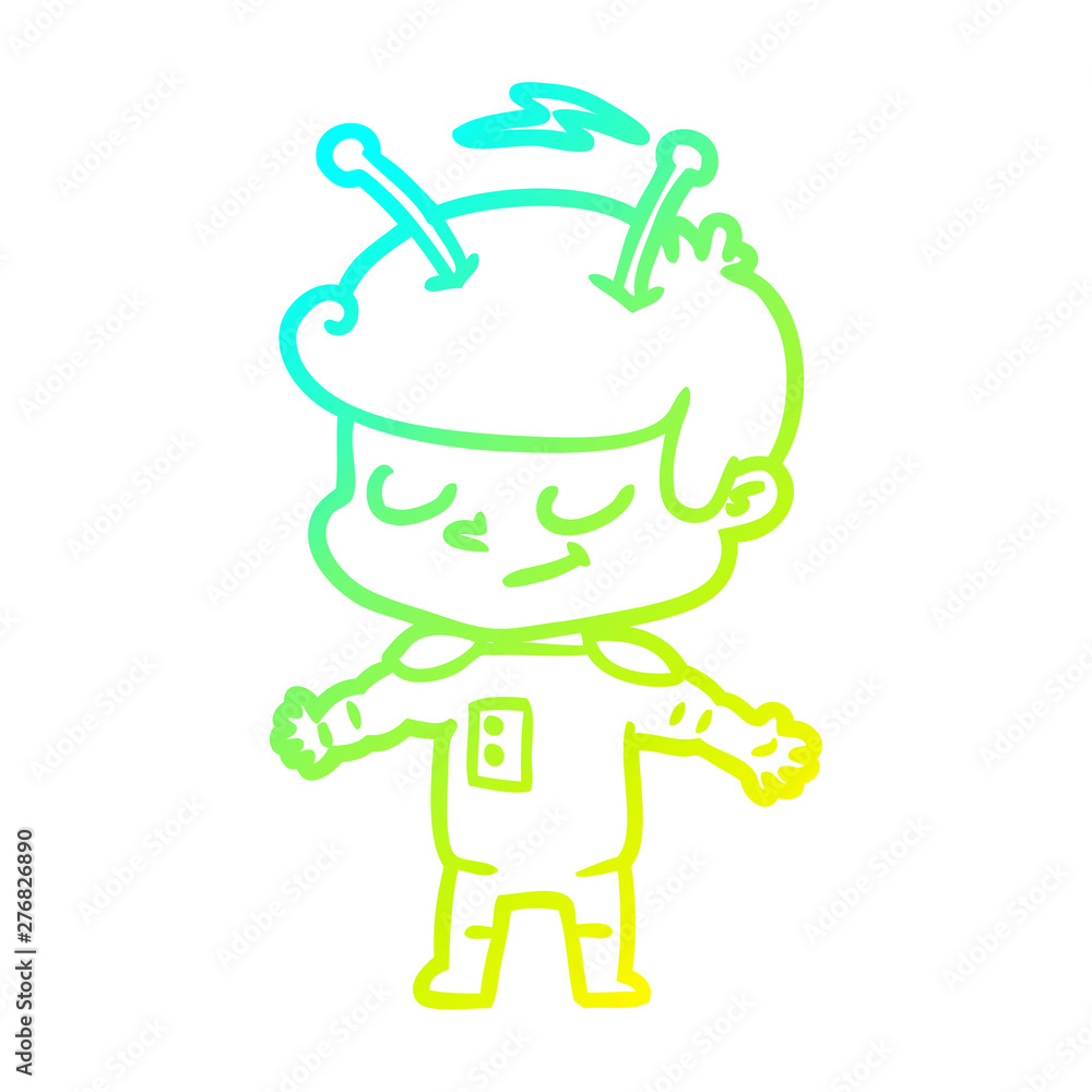 cold gradient line drawing friendly cartoon spaceman cold gradient line drawing friendly cartoon spaceman
