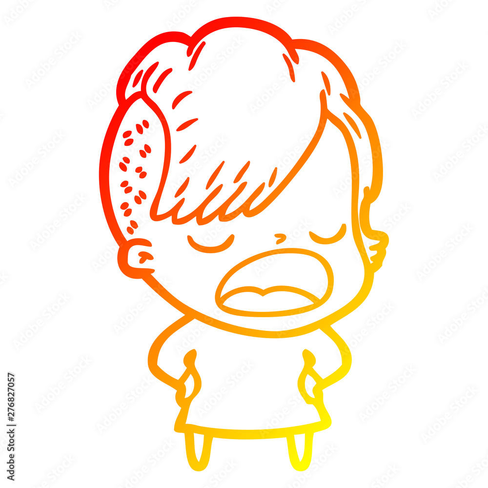 warm gradient line drawing cartoon cool hipster girl talking warm gradient line drawing cartoon cool hipster girl talking