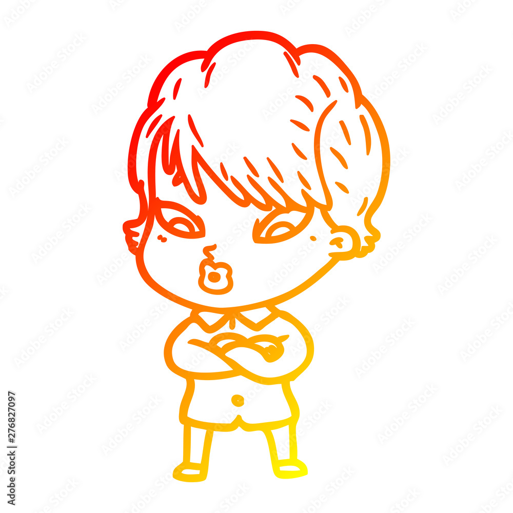 warm gradient line drawing cartoon woman warm gradient line drawing cartoon woman