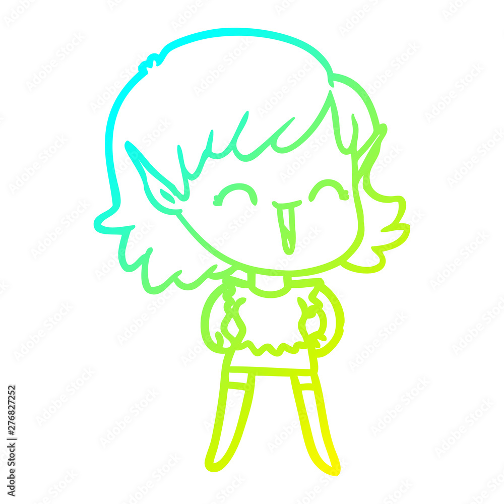 cold gradient line drawing cartoon elf girl cold gradient line drawing cartoon elf girl