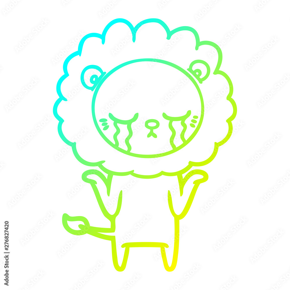 cold gradient line drawing crying cartoon lion cold gradient line drawing crying cartoon lion