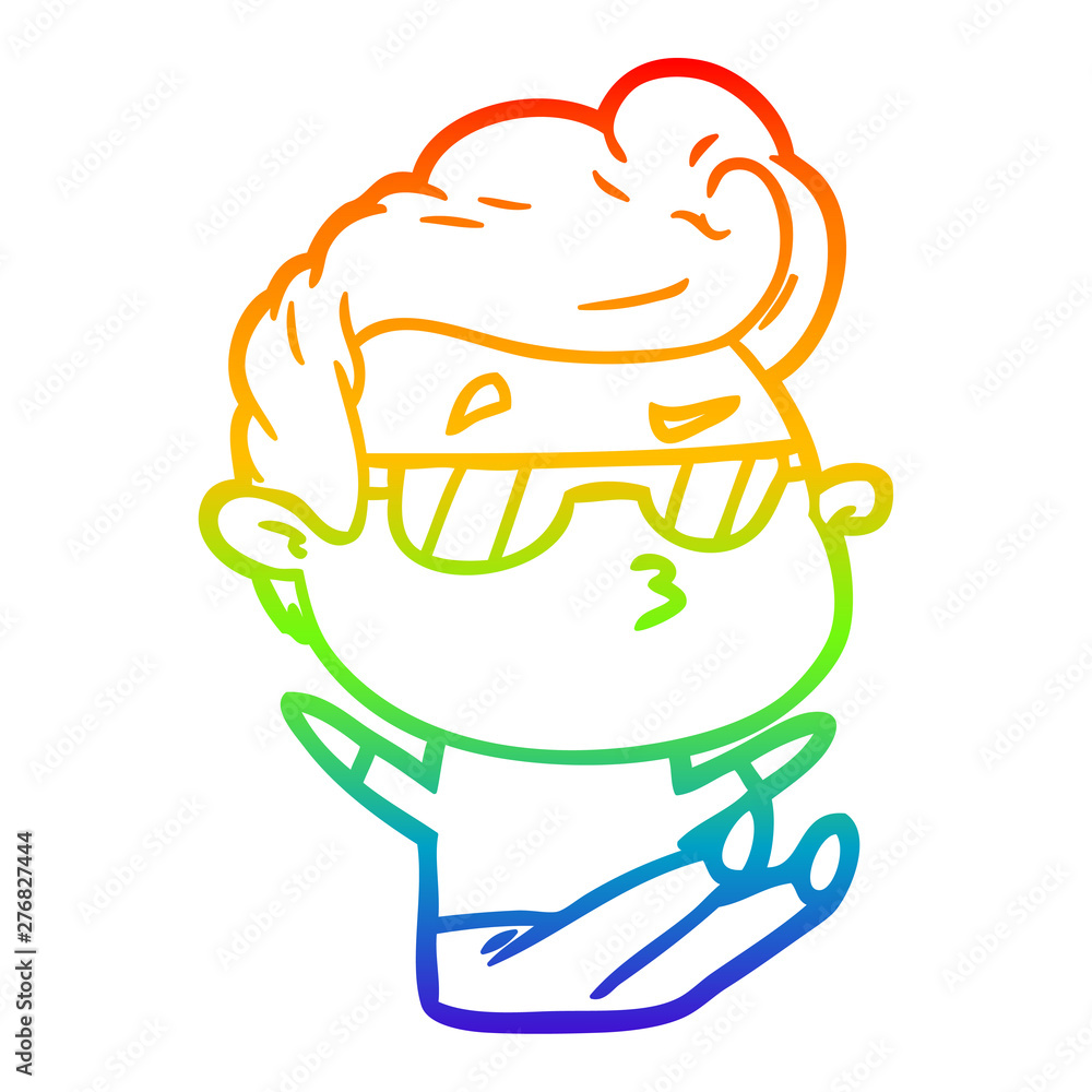 Obraz premium rainbow gradient line drawing cartoon cool guy