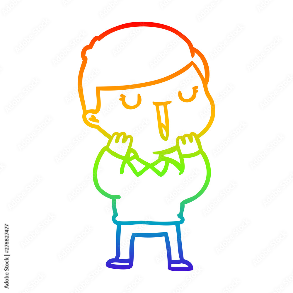 Obraz premium rainbow gradient line drawing cartoon happy boy