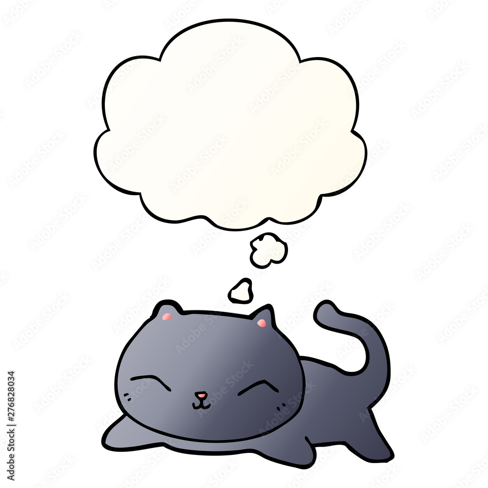 Obraz premium cartoon cat and thought bubble in smooth gradient style