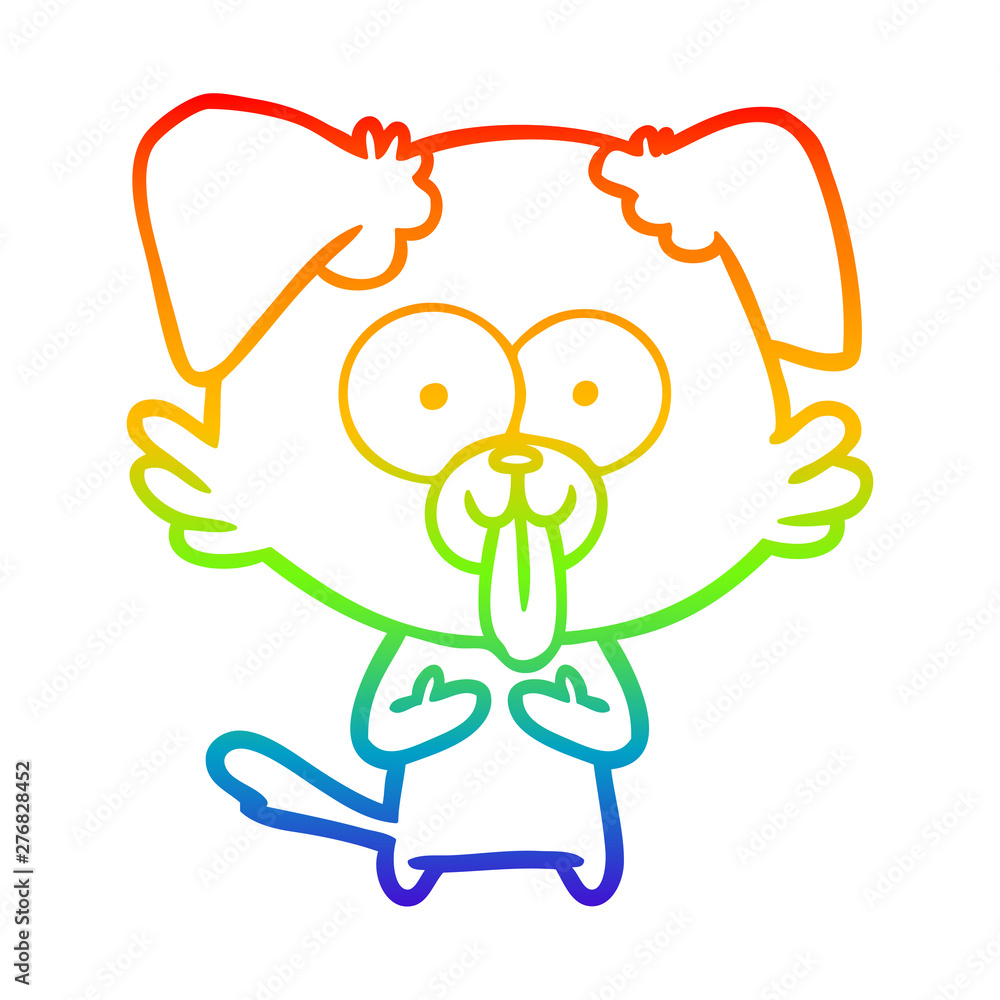 rainbow gradient line drawing cartoon dog with tongue sticking out rainbow gradient line drawing cartoon dog with tongue sticking out
