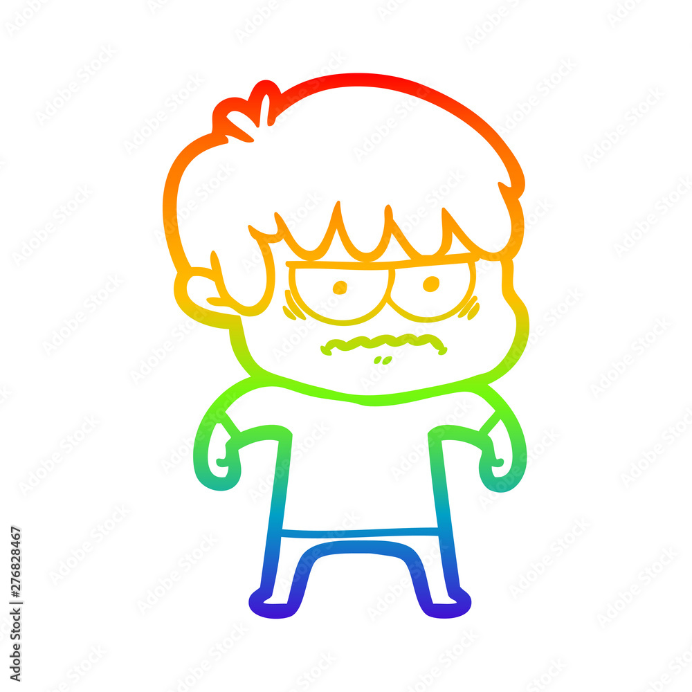 rainbow gradient line drawing annoyed cartoon boy rainbow gradient line drawing annoyed cartoon boy