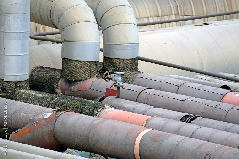 huge, industrial pipes in a factory. Russia huge, industrial pipes in a factory. Russia
