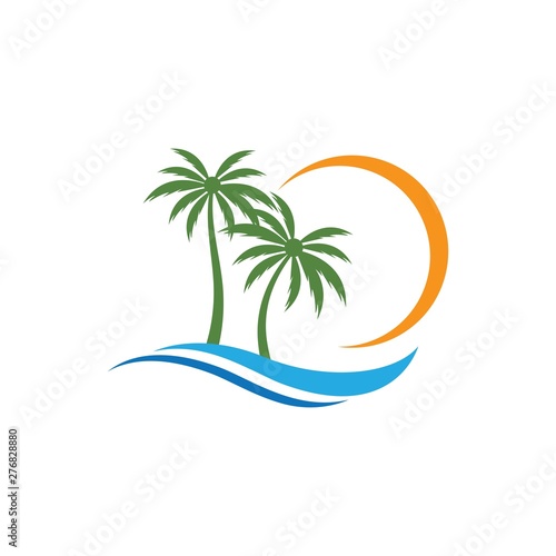 Palm tree summer logo template