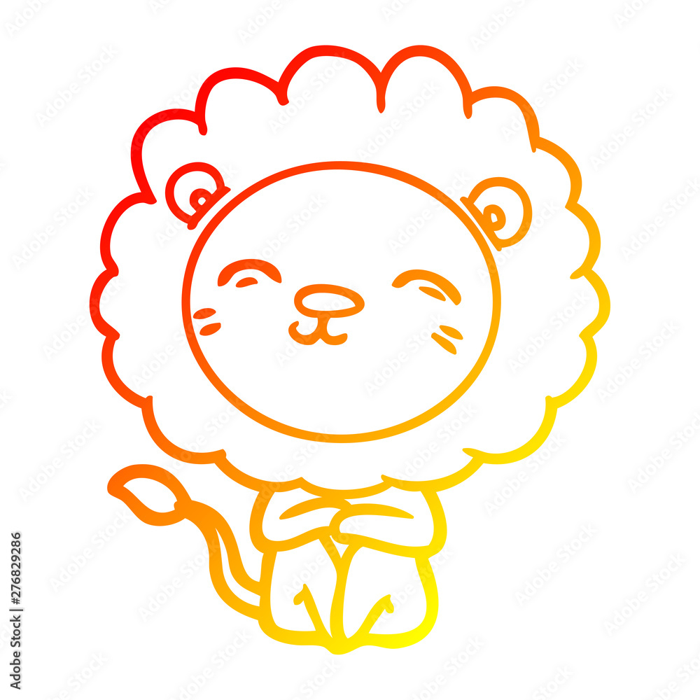 warm gradient line drawing cartoon lion warm gradient line drawing cartoon lion