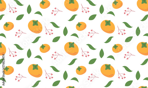 Fototapeta Naklejka Na Ścianę i Meble -  persimmon orange autumn season seamless pattern background