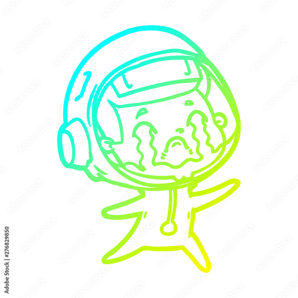cold gradient line drawing cartoon crying astronaut cold gradient line drawing cartoon crying astronaut