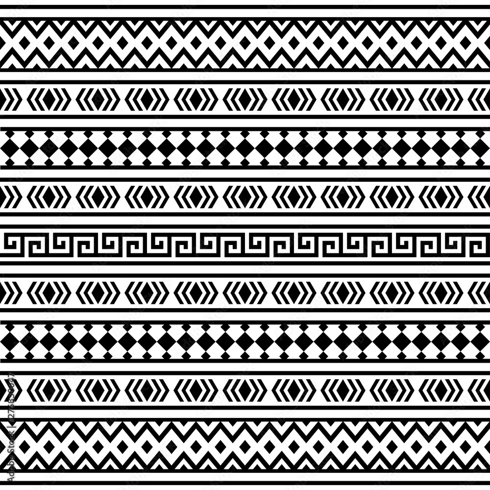 Aztec Ikat ethnic pattern vector in black and white color