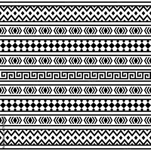 Aztec Ikat ethnic pattern vector in black and white color