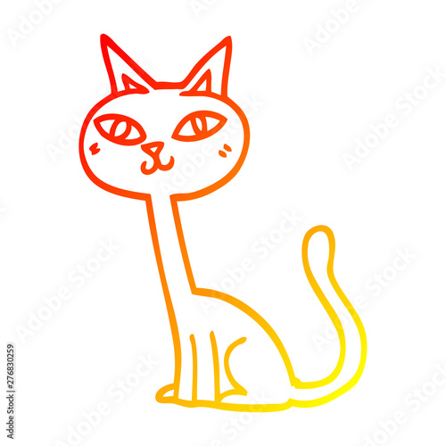 warm gradient line drawing cartoon cat