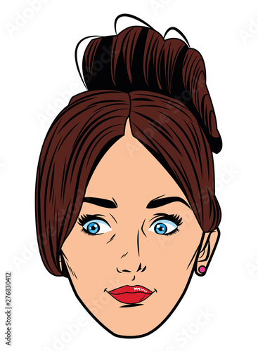 young woman face avatar cartoon