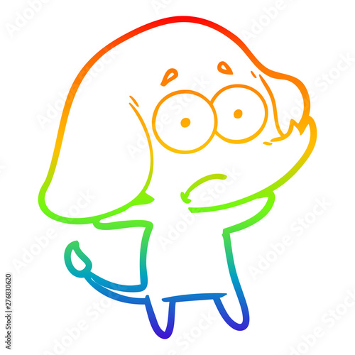 rainbow gradient line drawing cartoon unsure elephant