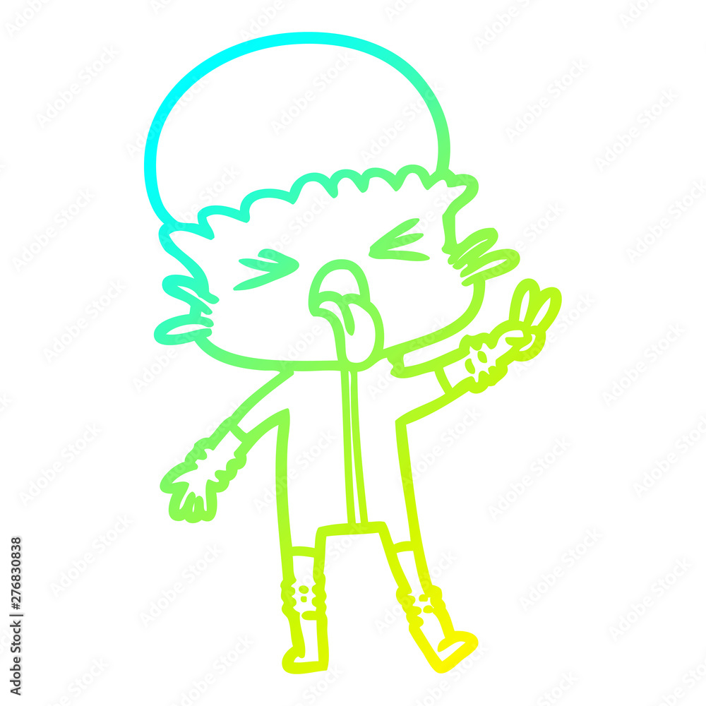 cold gradient line drawing weird cartoon alien cold gradient line drawing weird cartoon alien