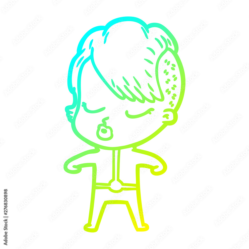 cold gradient line drawing cartoon pretty hipster girl cold gradient line drawing cartoon pretty hipster girl