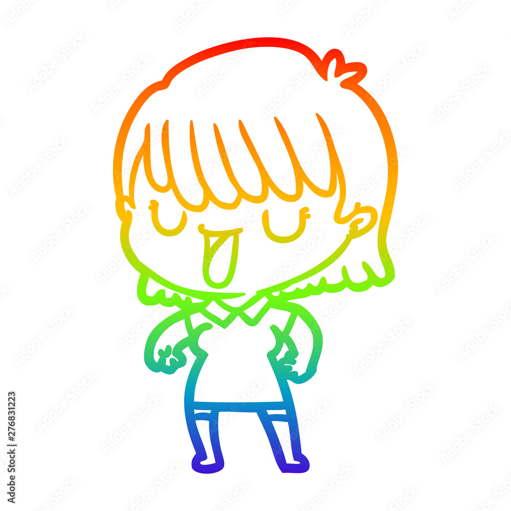 rainbow gradient line drawing cartoon woman rainbow gradient line drawing cartoon woman