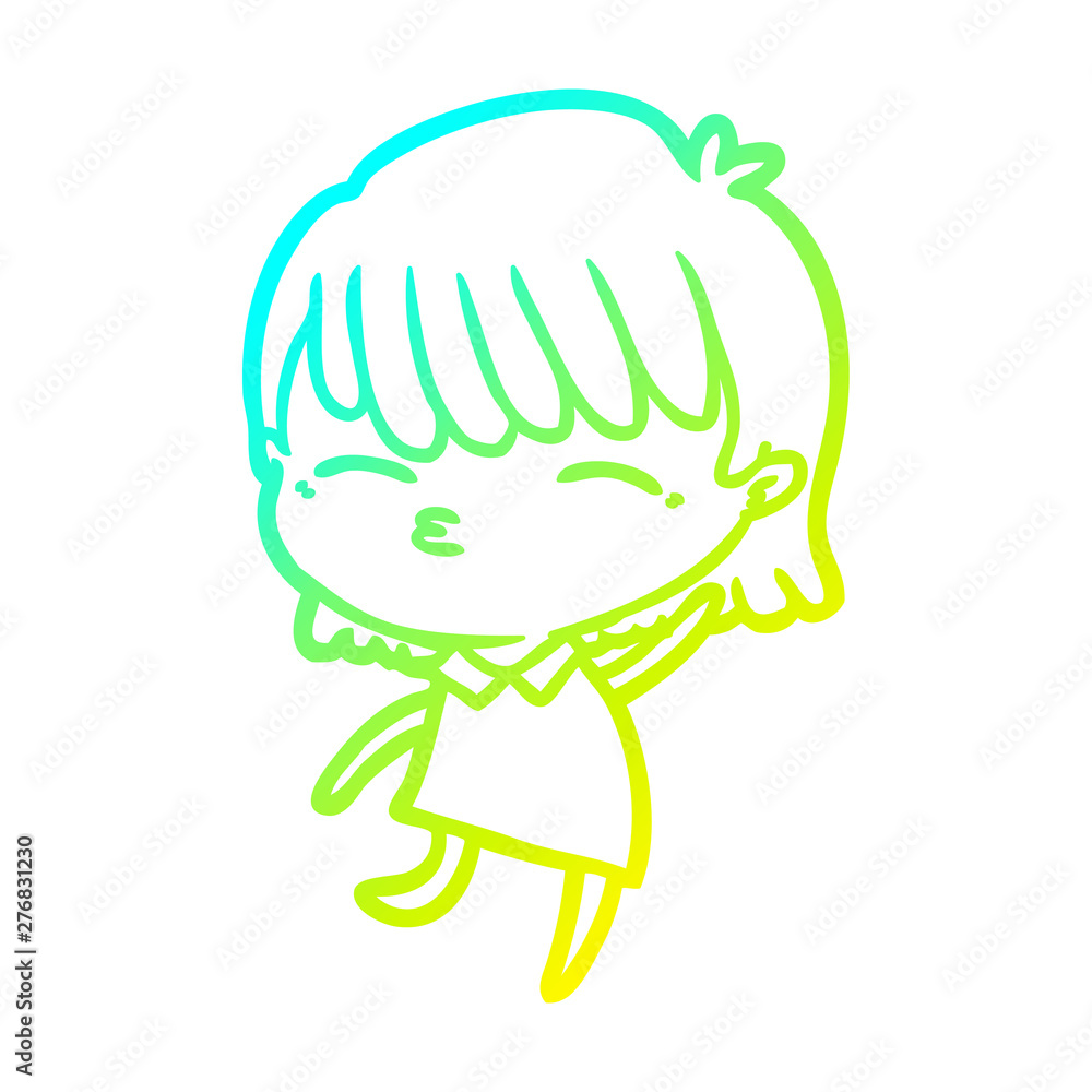cold gradient line drawing cartoon woman cold gradient line drawing cartoon woman