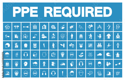 Required Personal Protective Equipment (PPE) Symbol,Safety Icon Isolate On White Background,Vector Illustration EPS.10