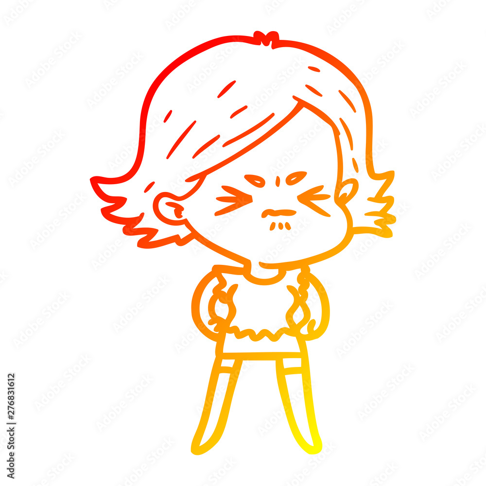 warm gradient line drawing cartoon angry woman warm gradient line drawing cartoon angry woman
