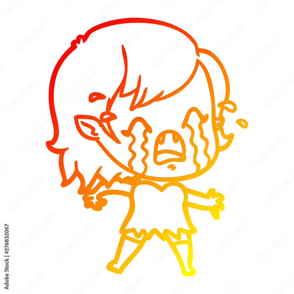 warm gradient line drawing cartoon crying vampire girl warm gradient line drawing cartoon crying vampire girl