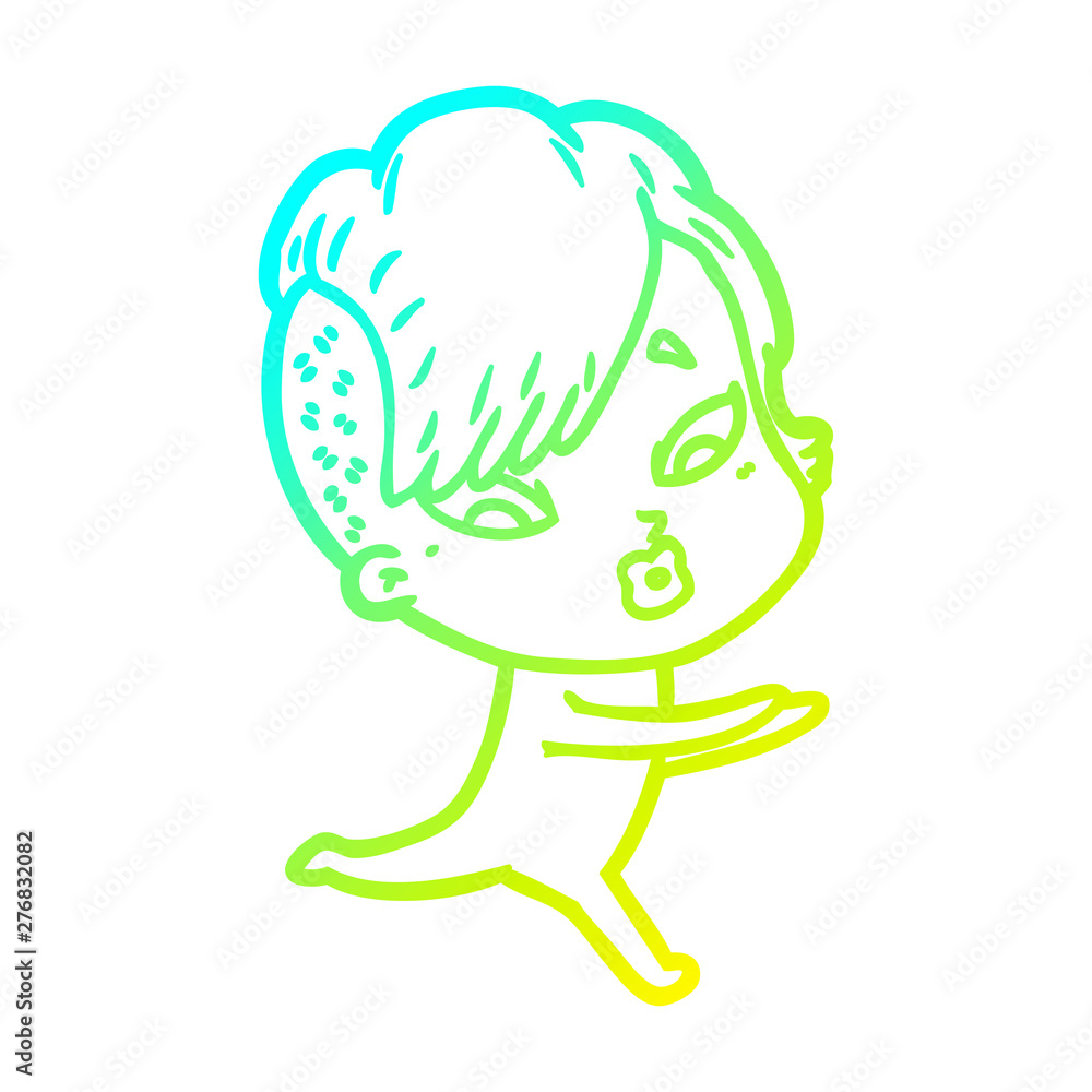 cold gradient line drawing cartoon surprised girl cold gradient line drawing cartoon surprised girl