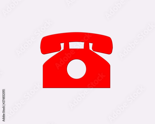 red Telephone icon flat illustration design