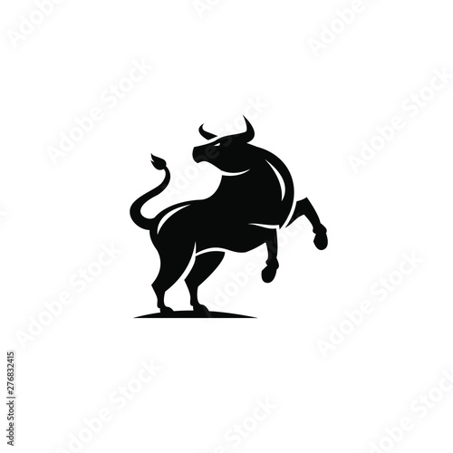 flat luxury bull logo icon design vector illustration