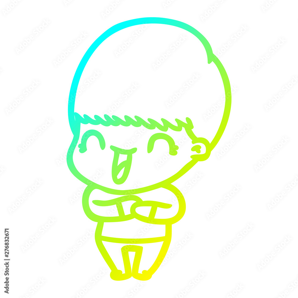 cold gradient line drawing happy cartoon boy cold gradient line drawing happy cartoon boy