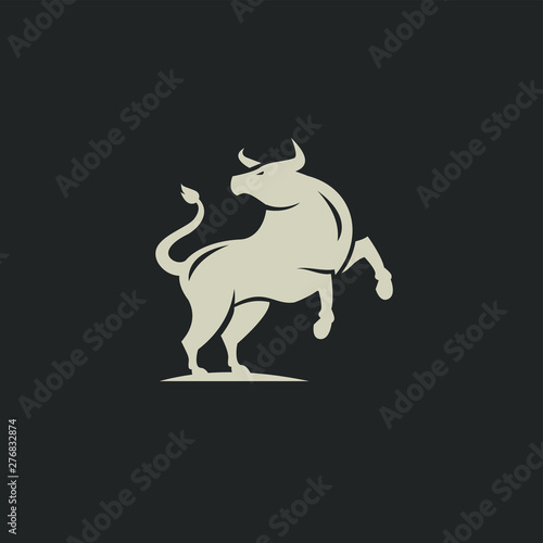 flat luxury bull logo icon design vector illustration