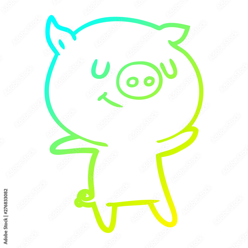 cold gradient line drawing happy cartoon pig cold gradient line drawing happy cartoon pig