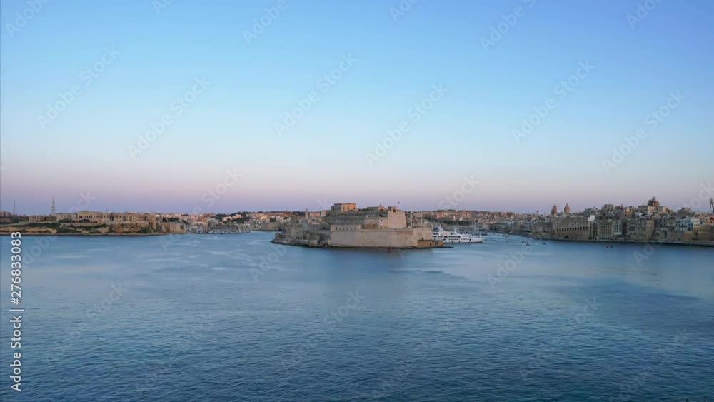Timelapse video from Malta, Valletta, looking at the Three Cities at sunset. 2019.04.27 Timelapse video from Malta, Valletta, looking at the Three Cities at sunset. 2019.04.27