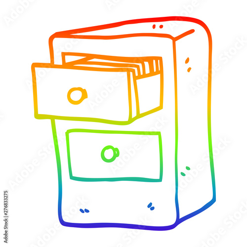 rainbow gradient line drawing cartoon drawers of files