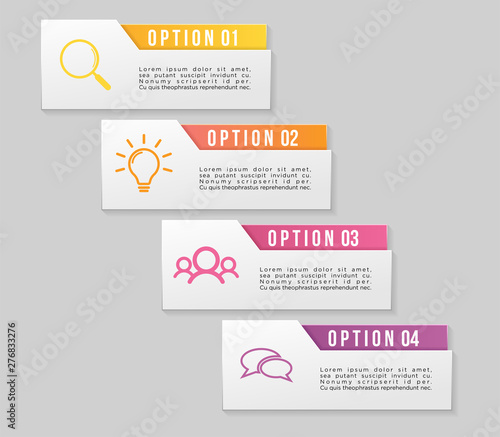 Vector Infographic Design Template with Options Steps and Marketing Icons. Business Data Visualization can be used for info graph, presentations, process, diagrams, annual reports, workflow layout
