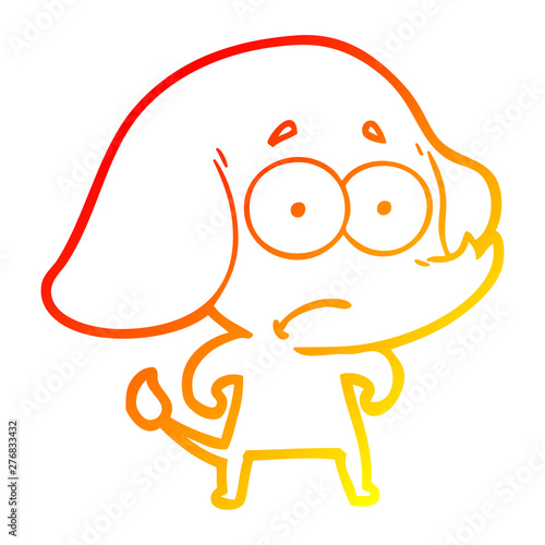warm gradient line drawing cartoon unsure elephant