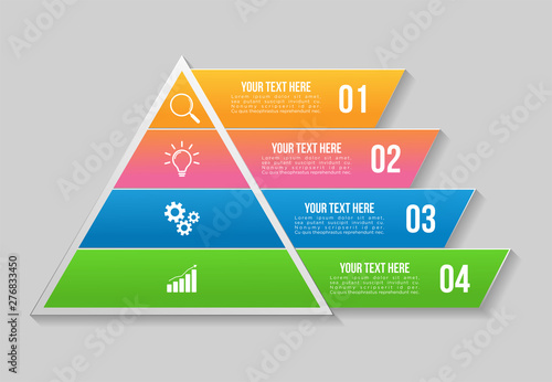Vector Infographic Design Template with 4 Options Steps and Marketing Icons. Business Data Visualization can be used for info graph, presentations, process, diagrams, annual reports, workflow layout
